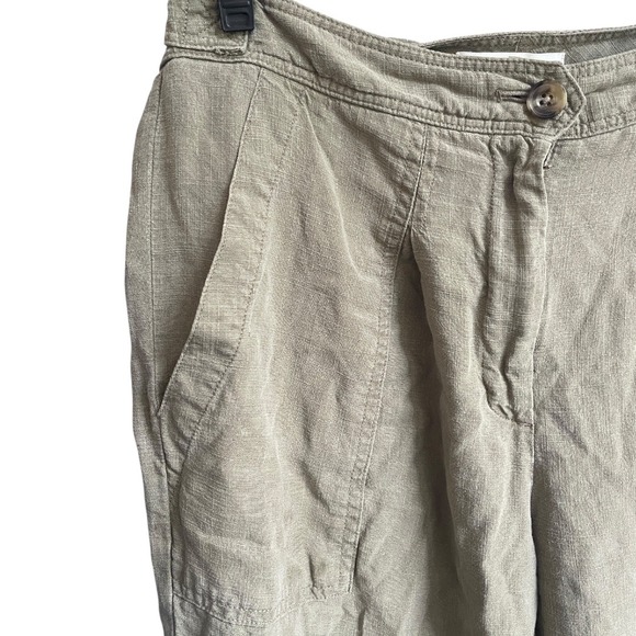Per‎ Una Green Linen Tencel Blend  Straight Leg Pants 8 - Picture 2 of 7